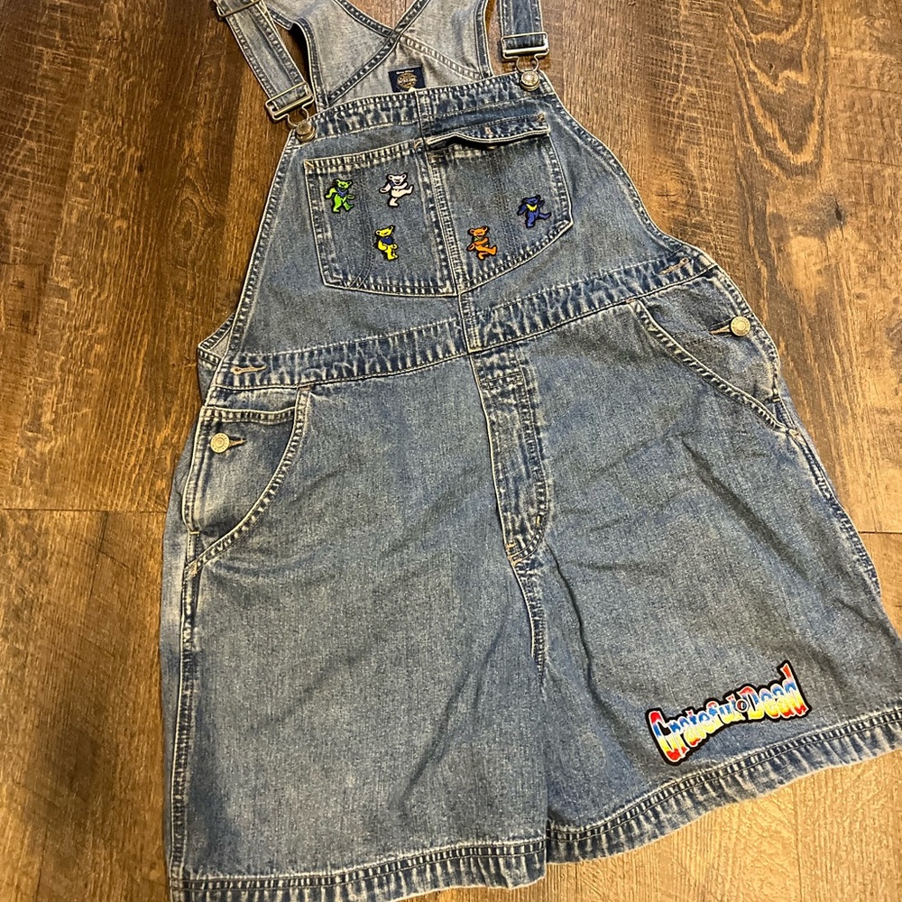 One of a kind vintage short overalls .. Grateful Dead size large